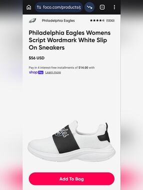 FOCO NFL Philadelphia Eagles Womens Athletic Slip On Sneakers